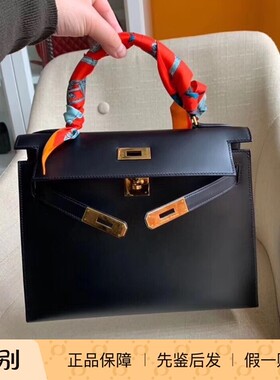 爱马仕kelly28黑金BOX皮