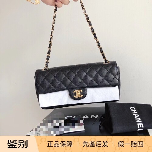 香奈儿cf法棍黑金单肩斜挎包