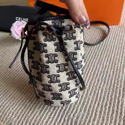 99新赛琳老花mini帆布水桶包二手奢侈品包