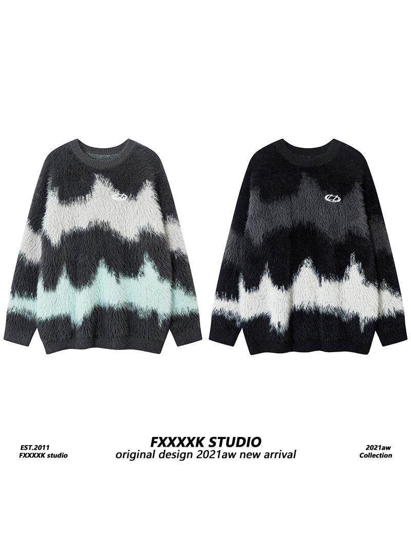 FXK 오리지널 게으른 스타일 하이 엔드 아우터는 같은 스타일의 가을과 겨울 남성과 여성 커플을위한 플러시 캐주얼 루즈 루즈 스웨터를 입습니다