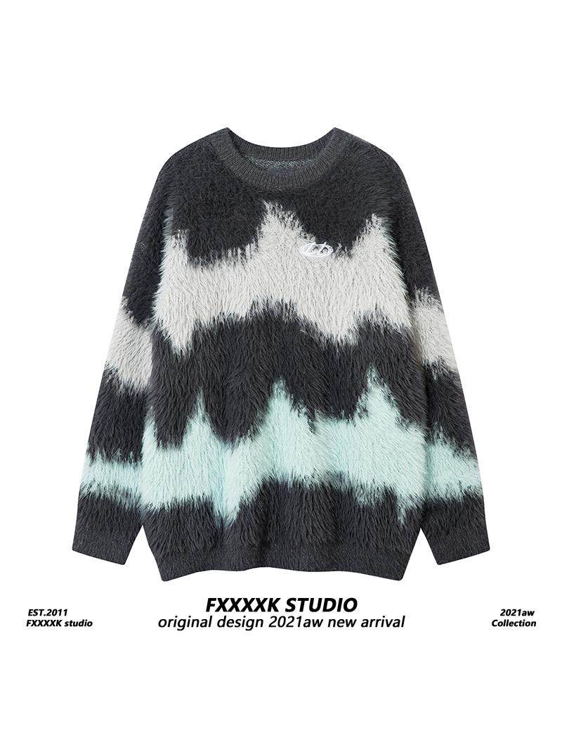FXK 오리지널 게으른 스타일 하이 엔드 아우터는 같은 스타일의 가을과 겨울 남성과 여성 커플을위한 플러시 캐주얼 루즈 루즈 스웨터를 입습니다