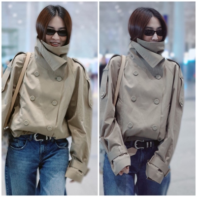 徐璐同款短款风衣外套女2025年秋季新款立领宽松休闲百搭上衣女