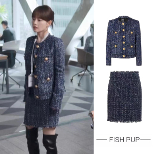 小香风套装 爆款 女士短外套春秋冬2024新款 好事成双张嘉倪江喜同款