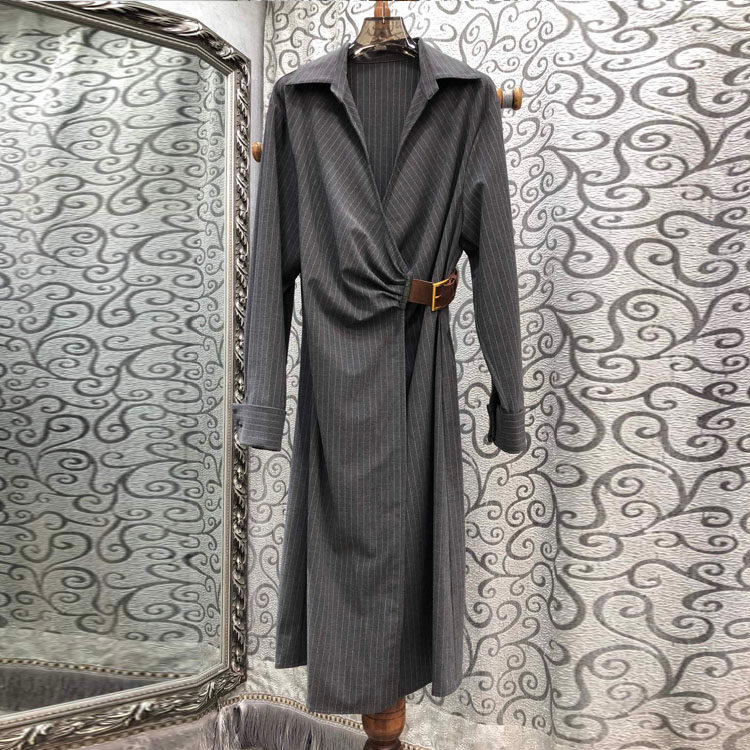 初溯2025秋季新款欧货女装高级感褶皱皮扣收腰显瘦气质长袖连衣裙,女装/女士精品,连衣裙,淘宝优惠券,粉丝福利购,淘宝优惠卷