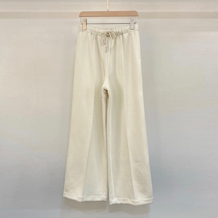 初溯家2025冬季新款欧货女装极简风松紧腰抽绳直筒阔腿休闲裤长裤