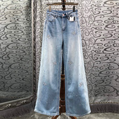 长裤 初溯家2026春季 烫钻蝴蝶水洗高腰直筒牛仔裤 欧货女装 百搭 新款