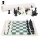 PU皮质日耳曼骑士棋盘布简易盒装 棋子配双后chess 国际象棋黑白款