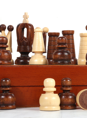 祺御记国际象棋实木chess高端波兰艺术花式镂空棋子绒布底棋盘