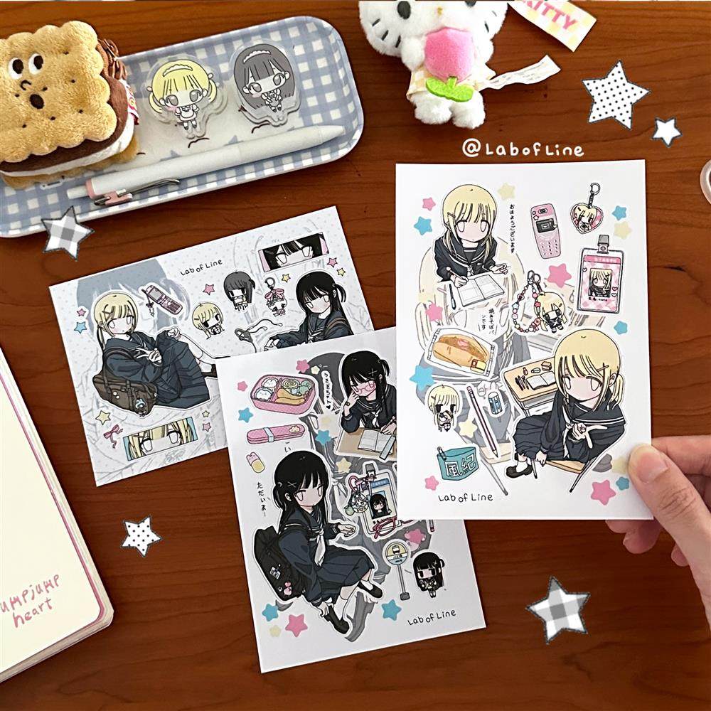 线条研究室 制服携带女子 新品原创jk高中生少女可爱装饰贴纸手帐