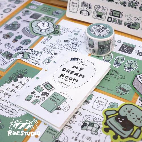 【琳榔头】My Dream Room 绿色系和纸胶带贴纸活页纸内芯手帐内页