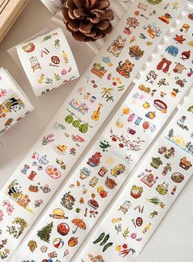 COMO士多原创哈哈恐龙兔蜡笔手绘童话手帐胶带点缀和纸胶带