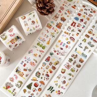 COMO士多原创哈哈恐龙兔蜡笔手绘童话手帐胶带点缀和纸胶带