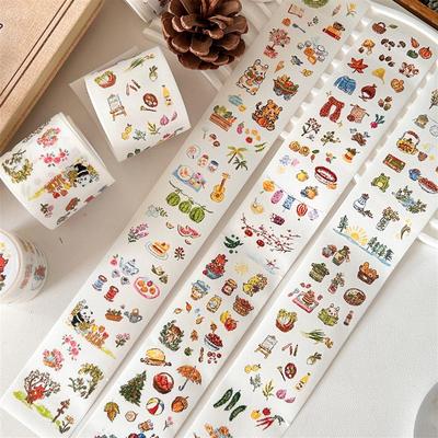 COMO士多11月分装整卷恐龙兔蜡笔手绘童话手帐胶带点缀和纸胶带