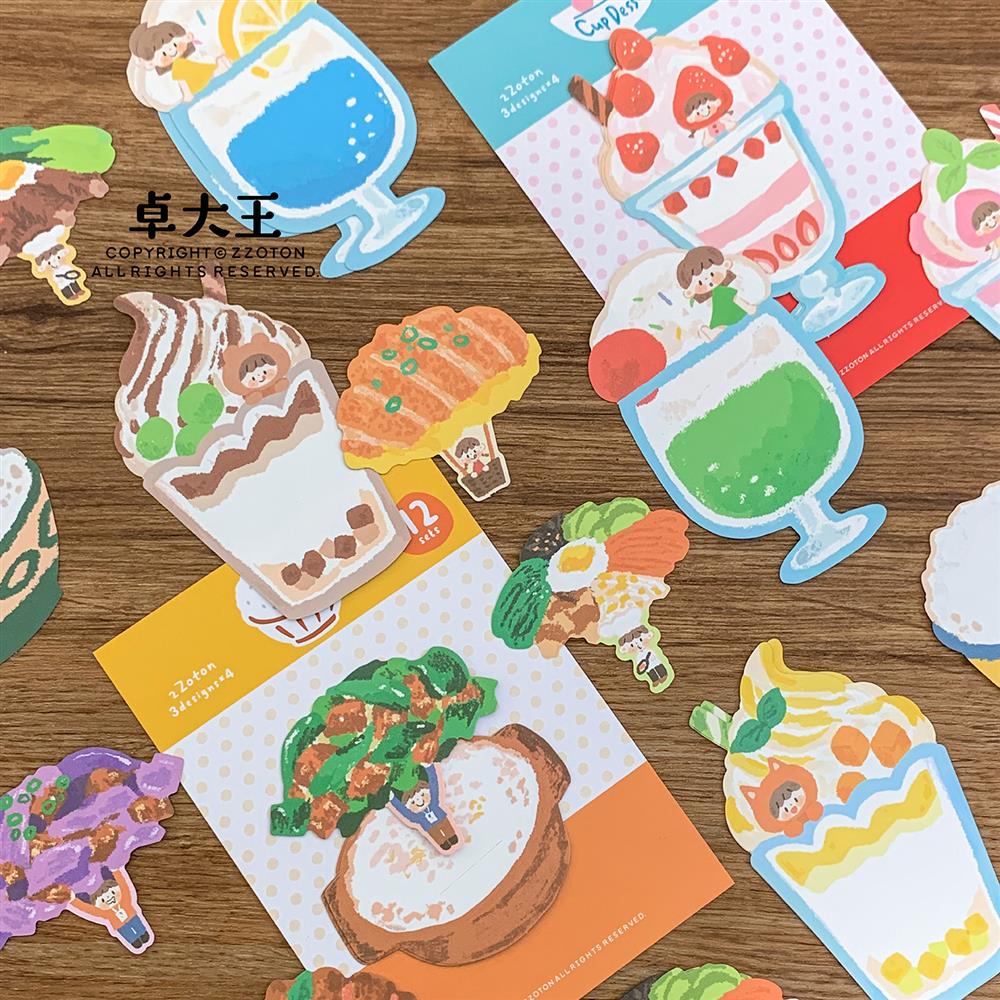 卓大王【油画棒系列盖饭杯子甜品便签】机关装饰可爱手帐异形内页