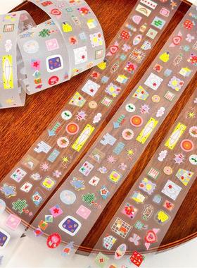 COMO士多原创彩色手帐胶带装饰点缀贴纸卷盐系装饰贴纸素材线条