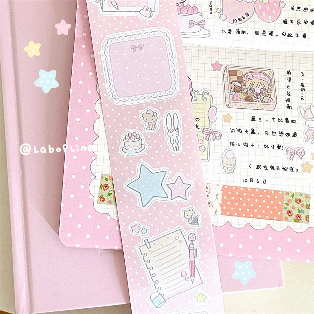 线条研究室 草莓奶油蛋糕 新品切模书写纸贴纸卷古早胶带手帐装饰