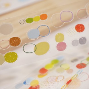 有点文创胶带/小圈圈基础宽胶带/百搭点缀/pet和纸切膜手帐胶带