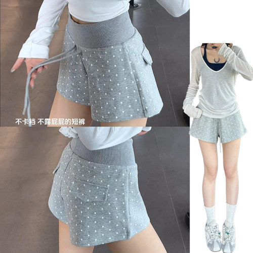 蚂蚁腰显瘦a字波点裤女夏季2026新款韩系减龄休闲百搭宽松运动裤