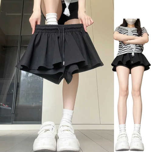 黑色慵懒高腰运动裙裤女夏季薄款2026新款防走光辣妹百搭显瘦短裤