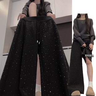 复古时尚爆闪星空裤女秋冬2026新款慵懒风显瘦卫裤加绒加厚闪闪裤