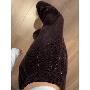 韩系复古小众人字纹阔腿裤女秋冬2026新款慵懒宽松爱心刺绣休闲裤