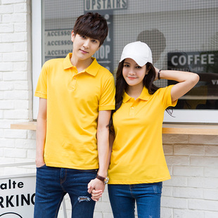 纯棉短袖 广告文化衫 polo衫 男女翻领半袖 工作服T恤绣logo 定制 夏季