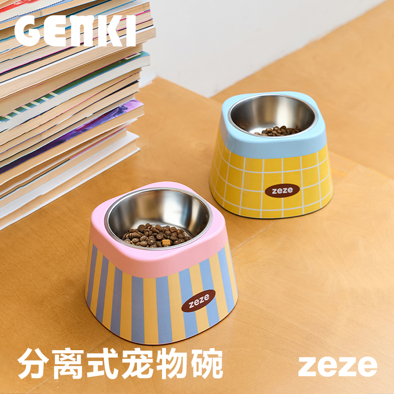 宠物碗猫狗碗不锈钢宠物护颈饭碗