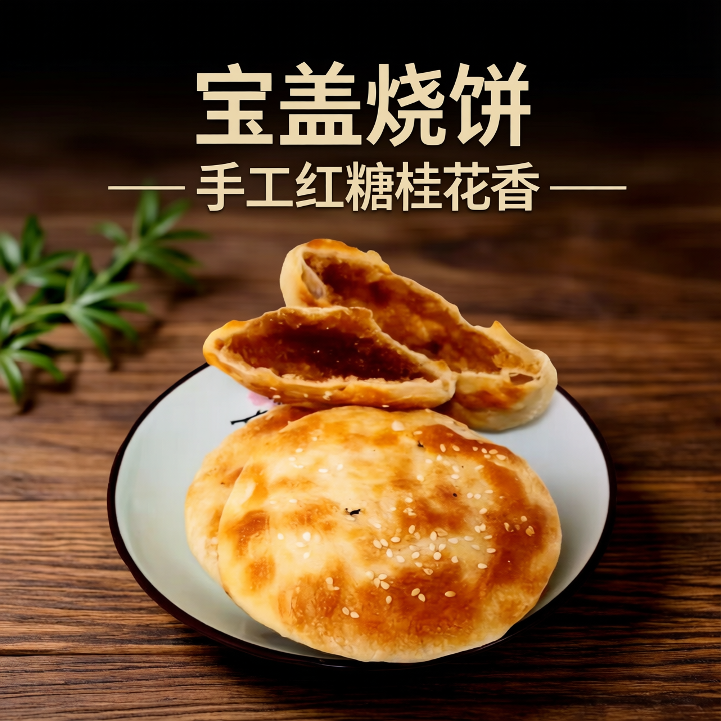 宝盖烧饼湖南衡阳特产传统手工红糖桂花芝麻香甜酥脆酥薄月饼即食
