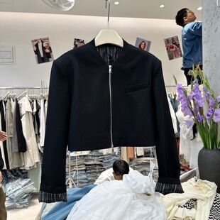 MDENG197摩登89508正品春季新款立领短款小众设计西装外套女ins潮