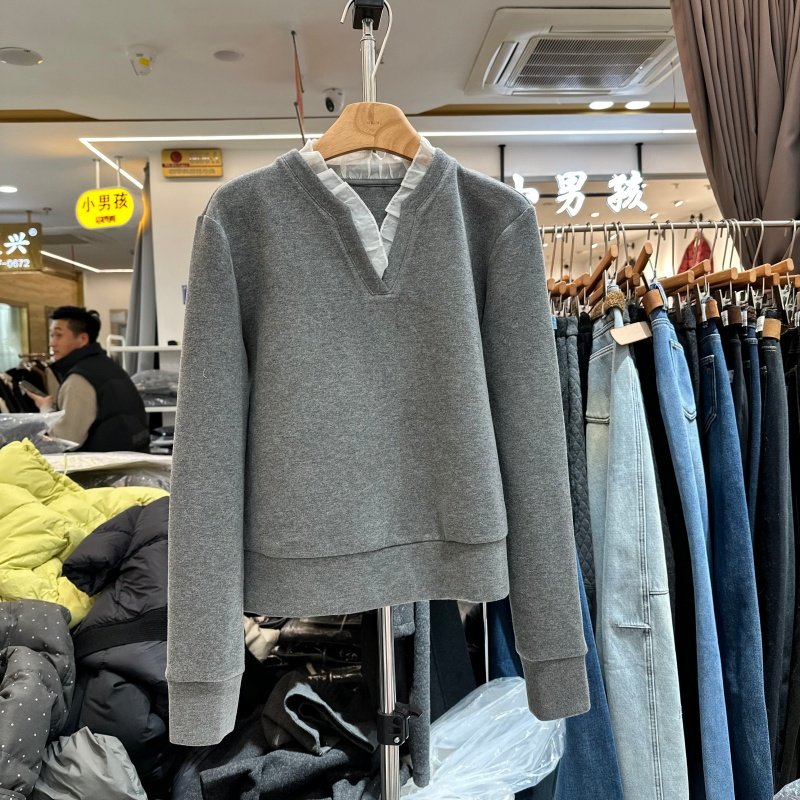 清迈QM25M539灰色套头卫衣