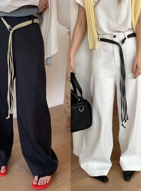 CHILLING24 41BK559正品春季新款韩系流苏腰带百搭休闲阔腿裤女潮