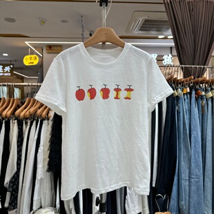 AMORELLA26T3078正品春夏季新款韩版印花图案bf风休闲短袖T恤衫女