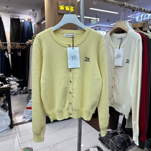 单排扣刺绣卡通马细羊毛针织开衫 新款 女上衣 冬季 NICE奈斯8583正版