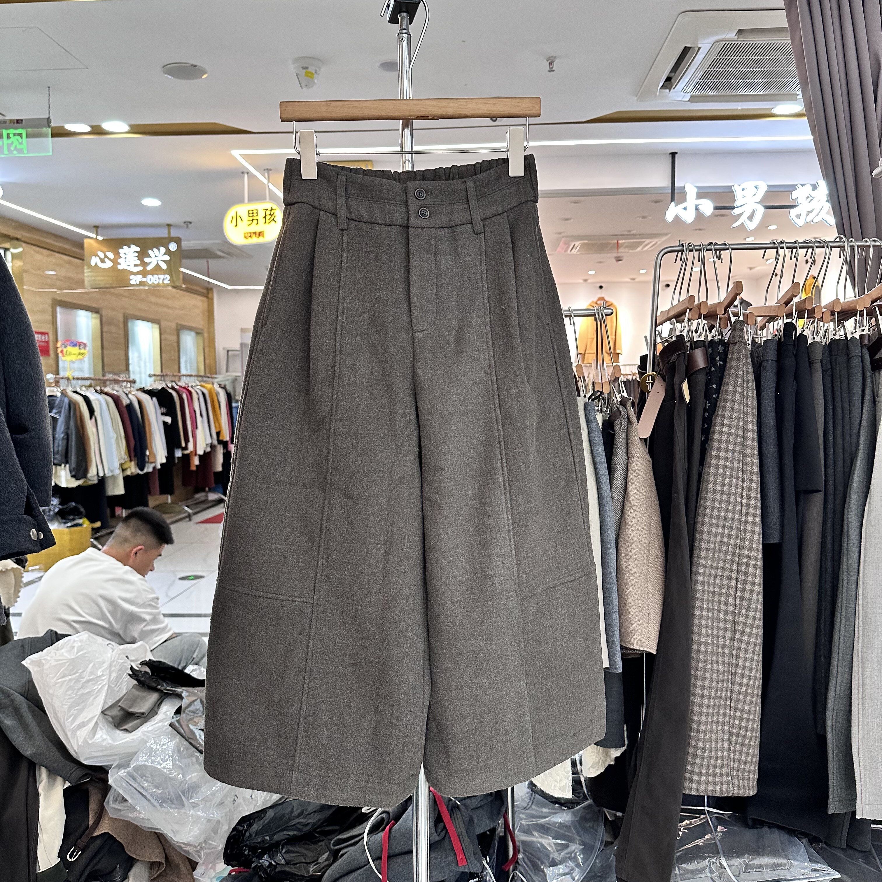 TIDING题町58162加绒呢料休闲裤