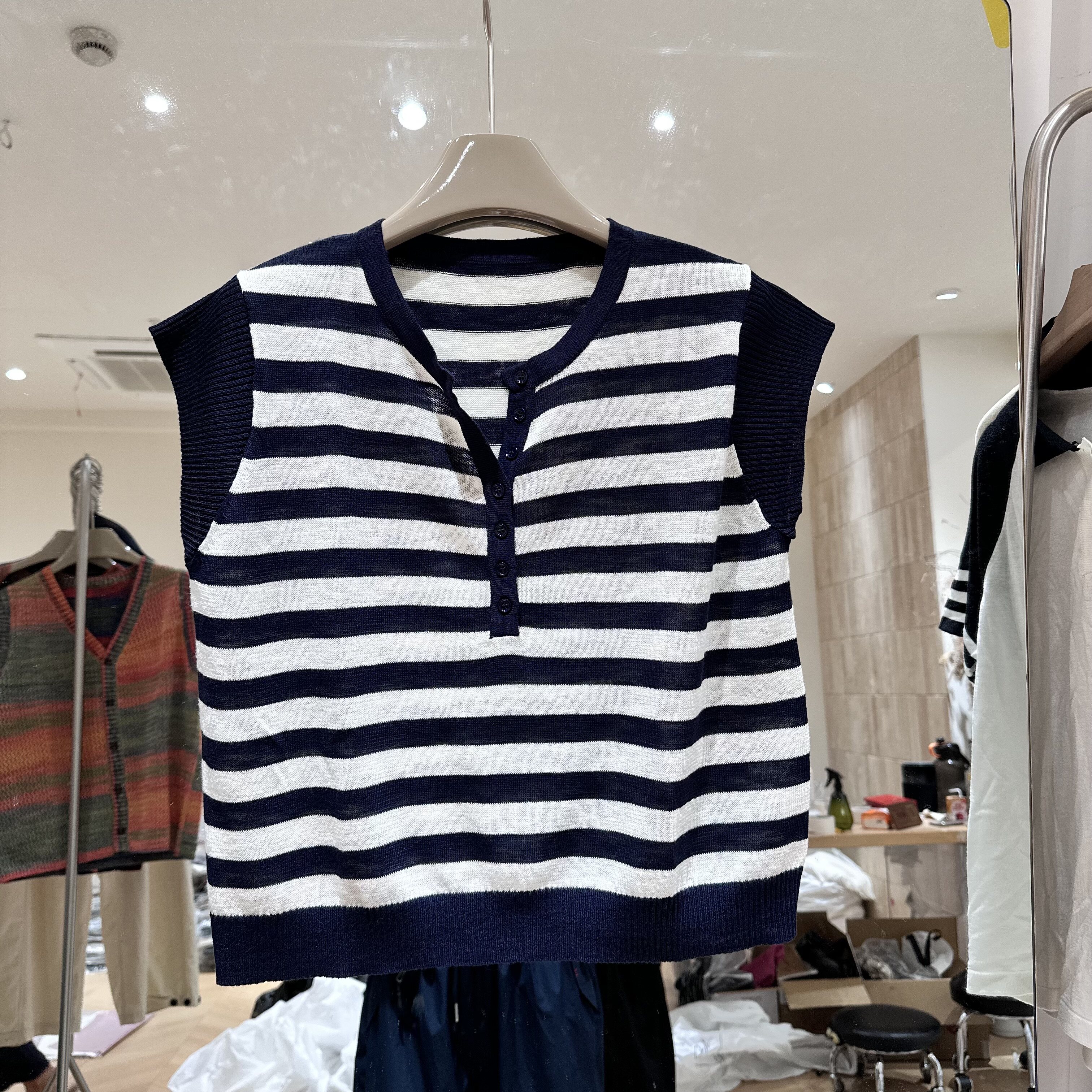 韩系飞机袖松弛感冰麻针织衫