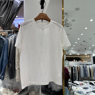韩版 新款 春季 T恤衫 女装 宽松显瘦百搭高级感缇花短袖 YZOY6382正版