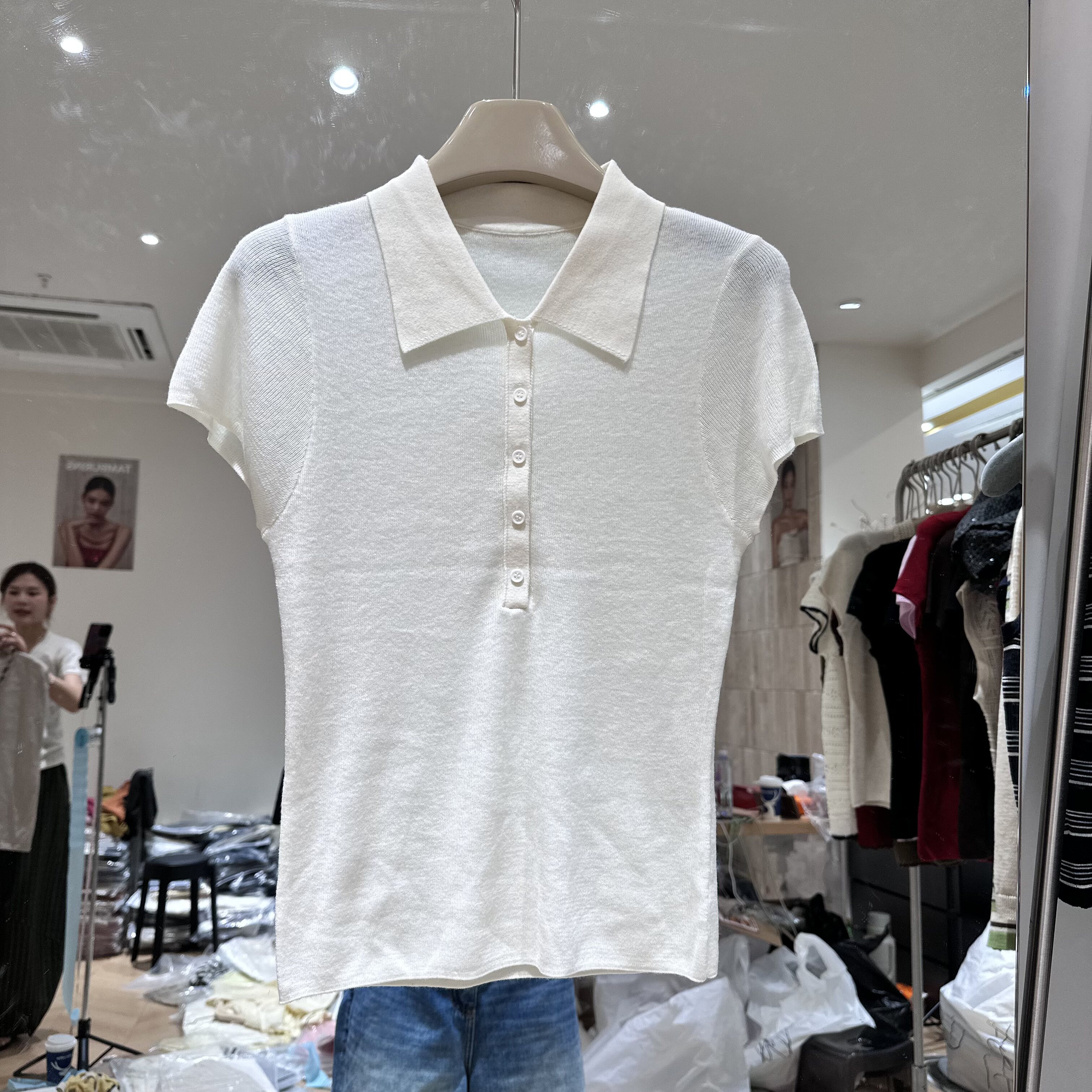 韩系POLO领针织衫上衣
