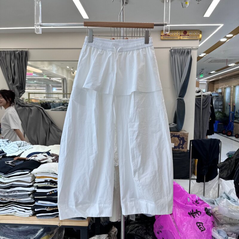 LMED56012正版夏季新款韩版松紧腰宽松显瘦带屁连假两件休闲裤女