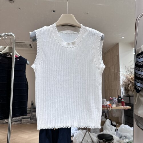 小众破边无袖冰麻针织背心