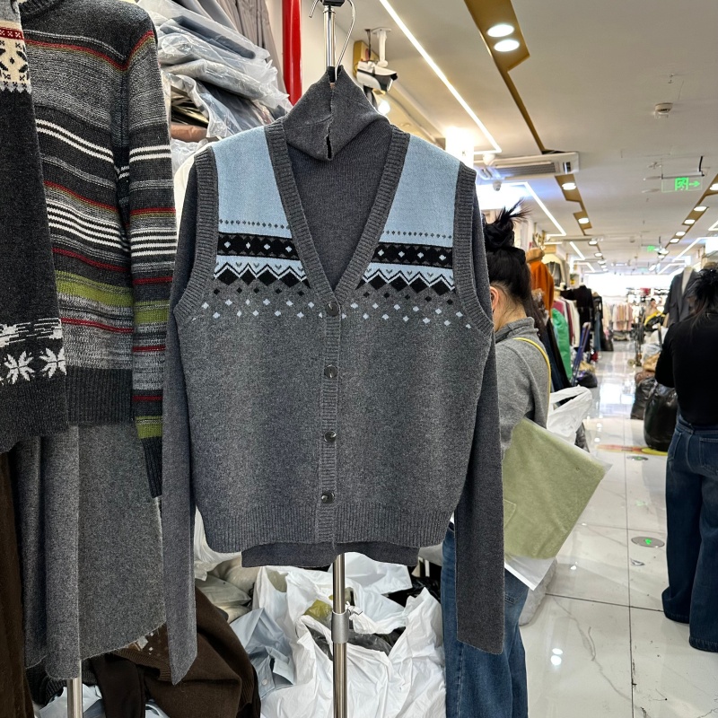 韩版叠穿两件套马夹上衣