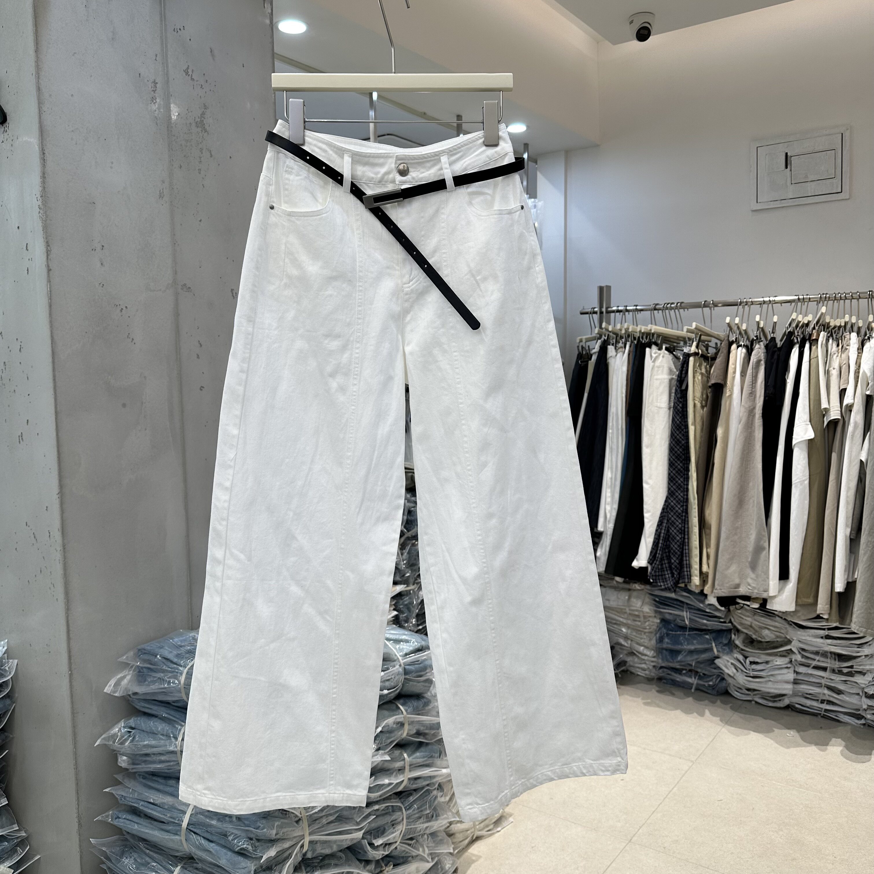 WUZHINVHAI物质女孩86106正版夏新款水洗麻丝调性休闲裤女阔腿裤