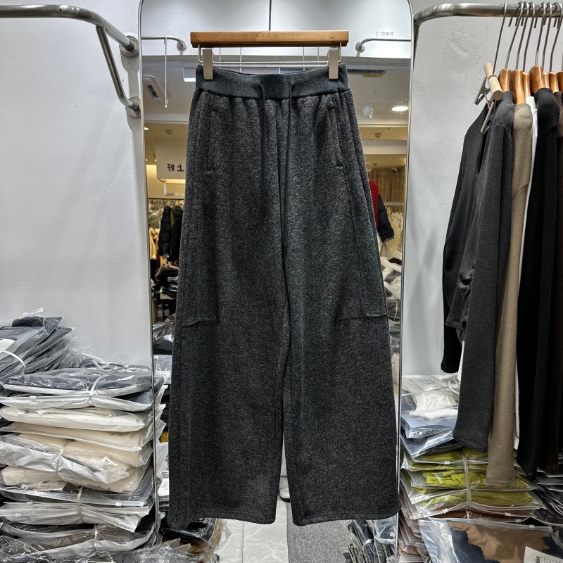 SOMMY398正版冬季韩版抽绳松紧腰显瘦百搭加绒弯刀阔腿裤女长裤潮