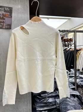 半高领漏洞小心机羊毛针织衫女2025年冬装新款韩系纯色打底衫毛衣