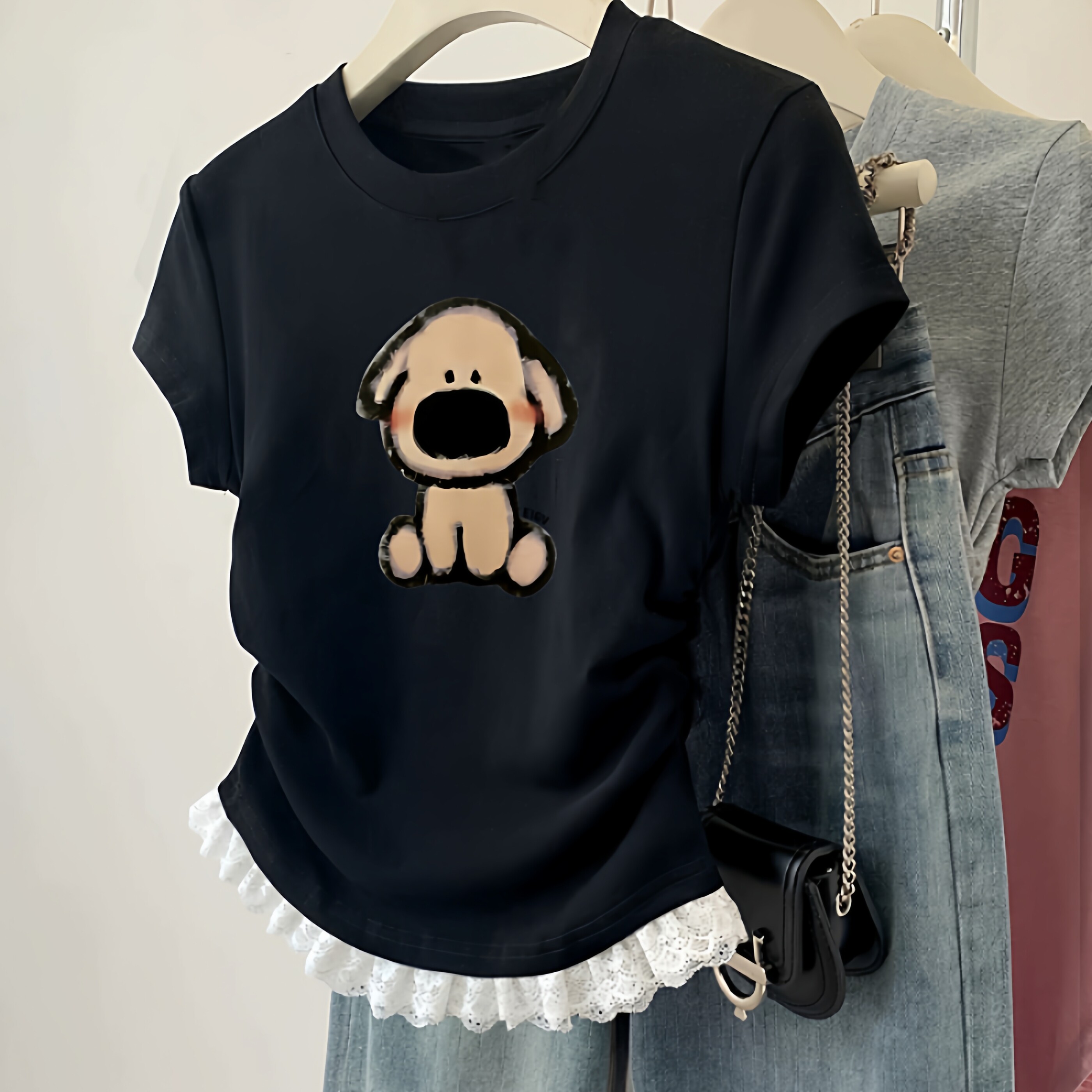 女童2026新款短袖夏季T恤纯棉儿童褶皱收腰薄款短款修身女孩上衣