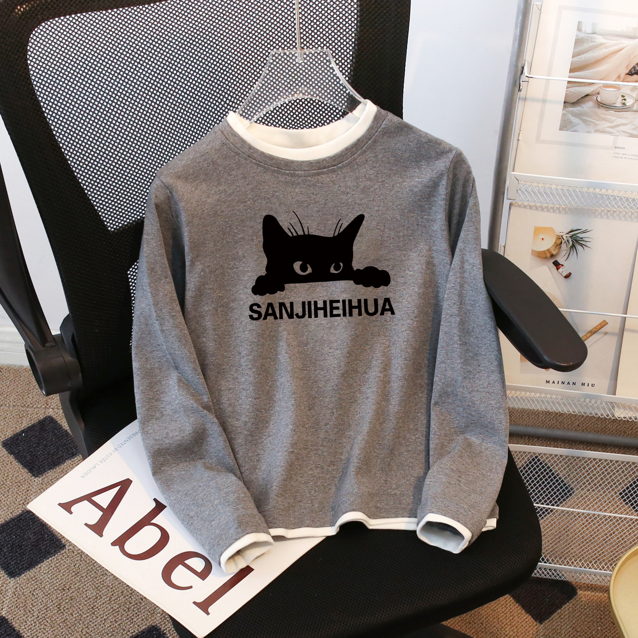 纯棉女童2026春秋新款长袖T恤儿童上衣假两件套头亲肤透气打底衫