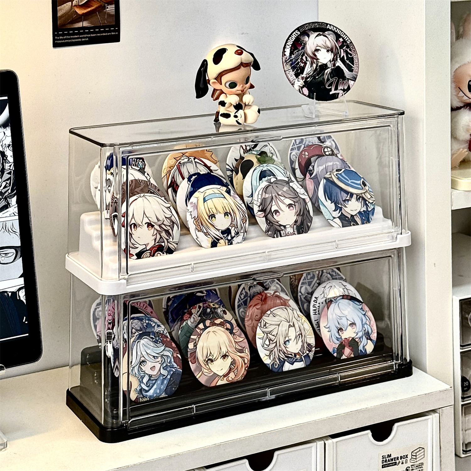 谷子收纳盒透明防尘徽章吧唧痛柜