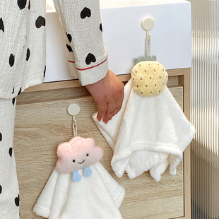 可爱擦手巾可挂式 吸水不掉毛小方巾厨房卫生间速干洗手巾儿童毛巾
