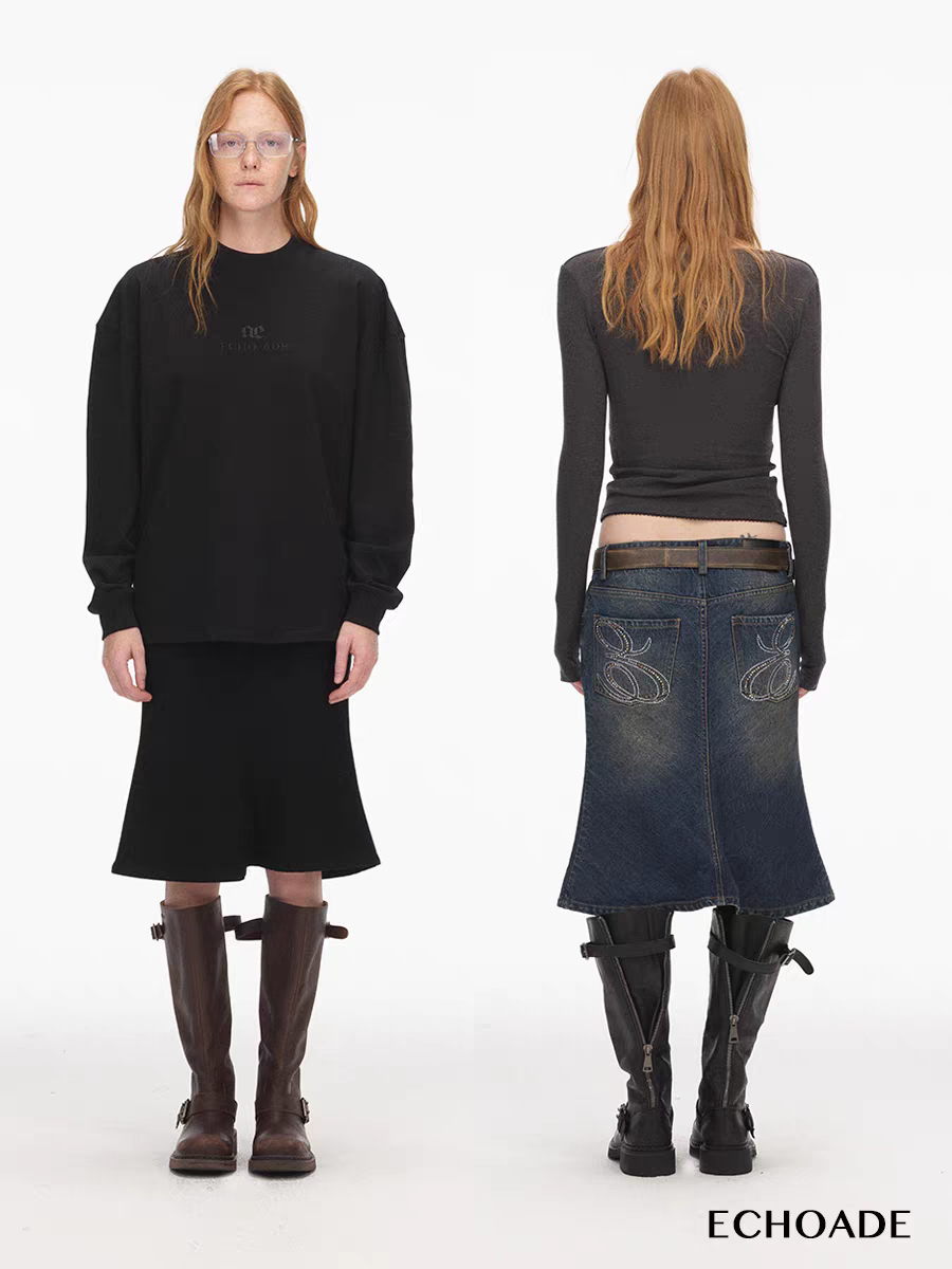 ECHOADE时髦复古 精选头层粒面牛皮纹理质感手工擦色机车长筒靴