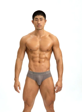 ESBRO新款纯色低腰粘纤螺纹吸汗舒适性感大囊袋U凸男士三角裤