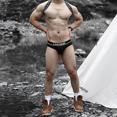 lanvibum低腰纯棉U凸男士三角裤